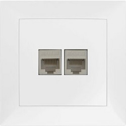 Πρίζα DATA διπλή RJ45+RJ45 Cat.6 λευκό χρώμα σειρά Κλειώ - 15-02000