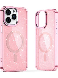 Glitter Case MagSafe for iPhone 16 Plus - pink with glitter