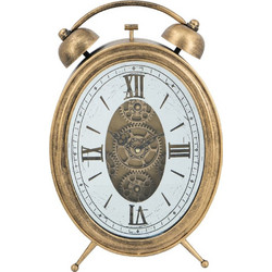 Artekko Clock Χρυσό Μεταλλικό Επιτραπέζιο Ρολόι με Καθρέφτη (25x8.5x40)cm 86841