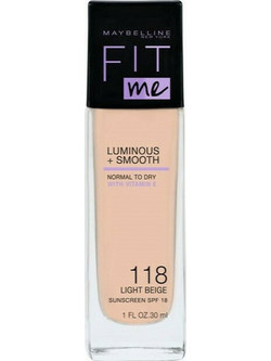 Maybelline Fit Me Luminous & Smooth 118 Light Beige Liquid Foundation SPF18 30ml