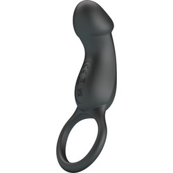 Pretty Love Trae Vibrating Ring with Stimulator Ελαστικό Δαχτυλίδι Πέους Σιλικόνης με Δόνηση 3.1cm Μαύρο