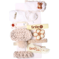 Set of cute hair clips 10 pcs. - white, boho style