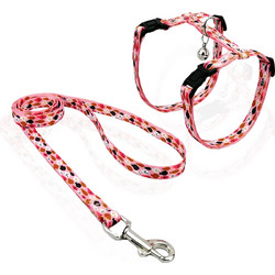 CAT HARNESS WITH LEASH FISH FLOCK PINK SMALL