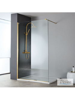 Devon Iwis Walk-In Διαχωριστικό Ντουζιέρας 67-69x200cm Clean Glass Gold Brushed IW70C-211