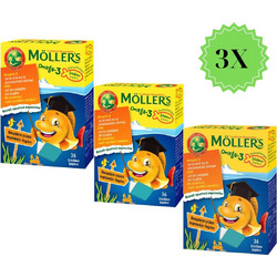 Moller's Ψαράκια Ωμέγα-3 Ιχθυέλαιο για Παιδιά Πορτοκάλι Λεμόνι 3x36 Ζελεδάκια