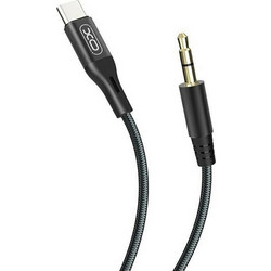 XO-NB-R155B Braided USB 2.0 Καλώδιο USB-C male - 3.5mm male 1m - Μαύρο