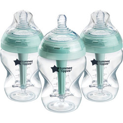 Tommee Tippee Advanced Σετ Πλαστικά Μπιμπερό με Θηλή Σιλικόνης κατά των Κολικών 0+ Μηνών Mint Green 3x260ml