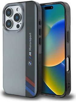 BMW Motosport IML Vertical Stripe - θήκη για Apple iPhone 16 Pro - Γκρι