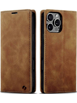 Θήκη Apple iPhone 16 Pro - Spacecase Wallet Πορτοφόλι - Light Brown (5905719111427)