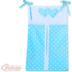 Diaper bag- Hanging Hearts white dots on turquoise