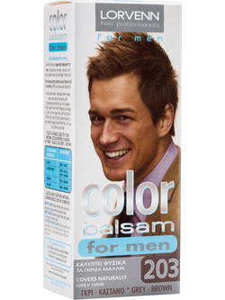 Lorvenn Color Balsam Men 203 Γκρι Καστανό Ανδρική Ημιμόνιμη Βαφή Μαλλιών Χωρίς Αμμωνία 35ml
