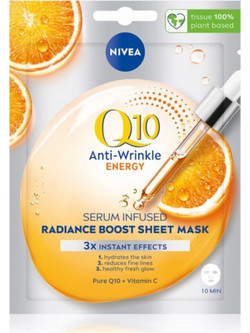 Nivea Q10 Plus C 10 Minutes Sheet Μάσκα Προσώπου για Αντιγήρανση