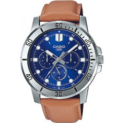 Casio Standard Ανδρικό Ρολόι με Καφέ Δερμάτινο Λουράκι MTP-VD300L-2E