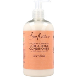 Shea Moisture Coconut & Hibiscus Curl & Shine Σαμπουάν & Conditioner για Προστασία Χρώματος για Σγουρά Μαλλιά 384ml
