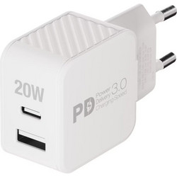 Vivanco Travel Φορτιστής Χωρίς Καλώδιο με Θύρα USB-A & USB-C 20W Power Delivery & Quick Charge 3.0 White