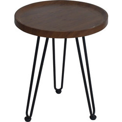 Woodwell Matrix Βοηθητικό Τραπεζάκι Σαλονιού Ξύλινο με Μεταλλική Βάση Φ76xΥ45cm ΕΜ963,2