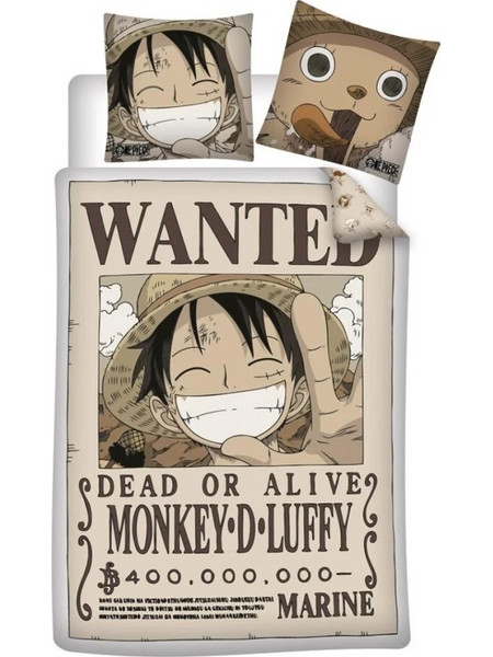 Σετ παπλωματοθήκη-μαξιλαροθήκη ONE PIECE Luffy Wanted Duvet Cover 140x200cm + Pillowcase Polycotton AYM-009OP-DVP