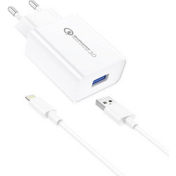 Foneng EU13 Φορτιστής με Καλώδιο Lightning με Θύρα USB-A 18W Quick Charge 3.0 White