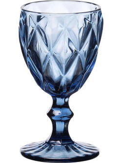 Cryspo Trio Σετ Ποτήρια Κρασιού Γυάλινα Κολωνάτα Kare Blue 220ml 6τμχ 52.701.54