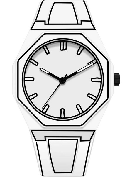 Ghetto 3D Style No-Name Polycarbonate Analog Quartz Watch White