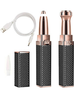 Trimmer Φρυδιών Επαναφορτιζόμενο Μαύρο Με LED Και 2 Κεφαλές Ακριβείας