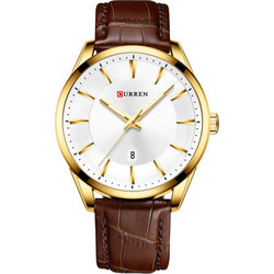 Curren Ανδρικό Ρολόι με Καφέ Δερμάτινο Λουράκι 8365 Brown/White