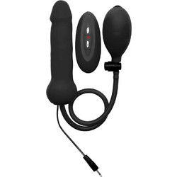 Ouch Inflatable Vibrating Silicone Dong Ρεαλιστικός Δονητής για Ζευγάρια με Τηλεχειριστήριο Μαύρος
