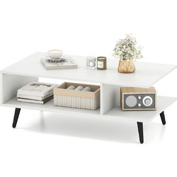 Costway Τραπεζάκι Σαλονιού Ξύλινο με Μεταλλική Βάση Μ80xΠ45xΥ30cm JV12684WH