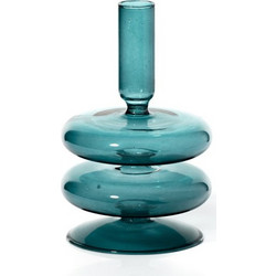 Ocean Teal γυάλινο κηροπήγιο 15cm