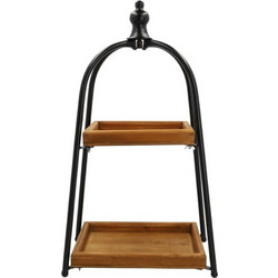 Ορντεβιέρα Διώροφη 012.862482510 53x40x43cm Black-Natural Ξύλο,Μέταλλο