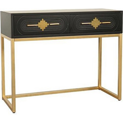 Κονσόλα Ξύλινη-Μεταλλική Χρυσή-Μαύρη 100x40x80εκ. ESTHETI 750-25016 - ESTHETI - 750-25016