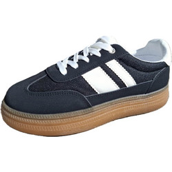 Sneaker κολεγιακό μαύρο με λευκές ρίγες και λευκή λεπτομέρεια στο πίσω μέρος (ΚΩΔ. LOF10)