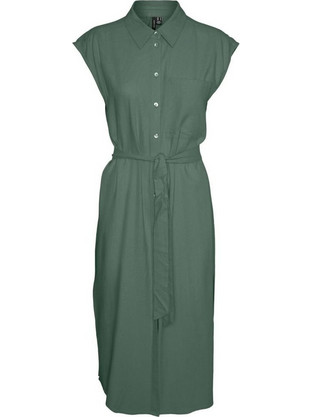 Vero Moda Midi Καλοκαιρινό Καθημερινό Φόρεμα Σεμιζιέ Πράσινο 10282532