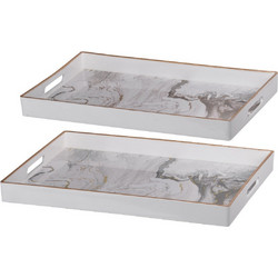 Artekko Tray Δίσκος Διακοσμητικός Πλαστικό Μαύρο/Λευκό (48x36x5)cm Σετ/2