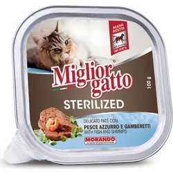 Morando Miglior Gatto Adult Sterilised Pate with Fish & Shrimps 100gr