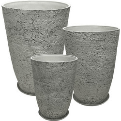 MarHome Stone Polyresin Σετ Κασπώ Φθαρμένος Βράχος Γκρι L:Φ51x71, M:Φ43x60, S:Φ35.5x49.5cm 6τμχ