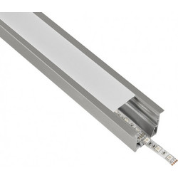 GLOBOSTAR ALP-LINEAR RECESSA 61787-3M Χωνευτό Προφίλ Αλουμινίου με Λευκό Γαλακτερό Πατητό Κάλυμμα για Ταινίες LED IP20 - Γκρι Ανθρακί Ματ - Μ300 x Π3.5 x Υ4cm