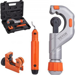 VEVOR 3PCS Tubing Cutter Set - Heavy Duty Pipe Cutter 3/16"-2"OD, Mini Tube Cutter 1/8"-7/8" & Deburring Tool, Professional Ultimate Pipe Cutter Set for Stainless Steel, Copper, Aluminium, Plastic Pip