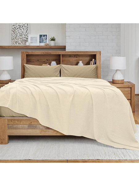 Lino Cocoon Κουβέρτα Πικέ Μονή 170x240cm Εκρού 1300002022 ref10295637
