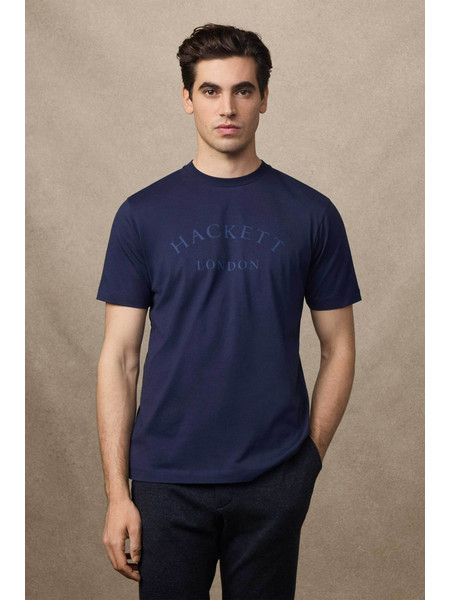 Hackett ανδρικό T-shirt με logo print Classic Fit - HM5000019 Μπλε Σκούρο