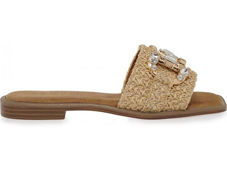 Seven flat gold raffia γυναικεία mules ισόπατα σε χρυσό + ψάθα