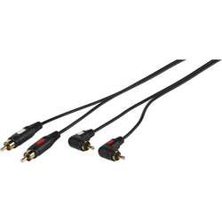 Vivanco Audio Connection Gold Platted Cable 2x Rca To 2x Angled Rca 1.5m Black - (VVACAB2RCAMM90)