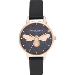 Olivia Burton Γυναικείο Ρολόι με Μαύρο Δερμάτινο Λουράκι OB16FB13