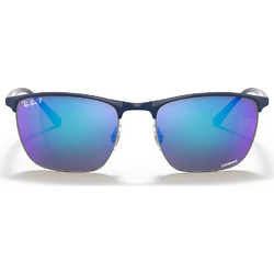 Ray-Ban RB3686 9204/4L Ανδρικά Γυαλιά Ηλίου Τετράγωνα Μεταλλικά Μπλε με Μπλε Καθρέπτη Φακό
