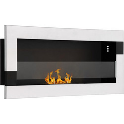 Homcom 820-327V00SR Τζάκι Βιοαιθανόλης 1,5L με Κάλυψη 20 m 90x16x40 cm Ασήμι