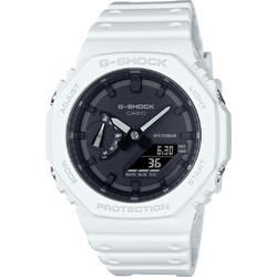 Casio G-Shock Ανδρικό Ρολόι Χρονογράφος με Λευκό Καουτσούκ Λουράκι GA-2100-7AER