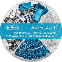HERLITZ Mixbox 30 Καρφίτσες, 10 Κλιπ, 70 Συνδετήρες, 200 Πινέζες - Συσκευασία 4τμχ
