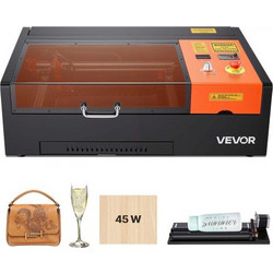 VEVOR 45W CO2 Laser Engraver, 300 x 200 mm, Desktop Co2 Laser Engraver Cutter Machine με περιστροφικό άξονα, Air Assist, Μηχάνημα χάραξης Συμβατό με LightBurn CorelDRAW GRBL, για Ξύλο Ακρυλικό Γυαλί