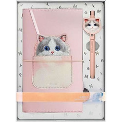 Nimmy Big Eyed Pet 2.0 (Cat) Notepad - Σετ Σημειωματάριο και Στυλό σε Ροζ Xρώμα