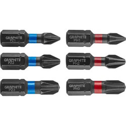 Σετ 6 Μύτες Κατσαβιδιού Graphite Αστέρι / Σταυρός Impact